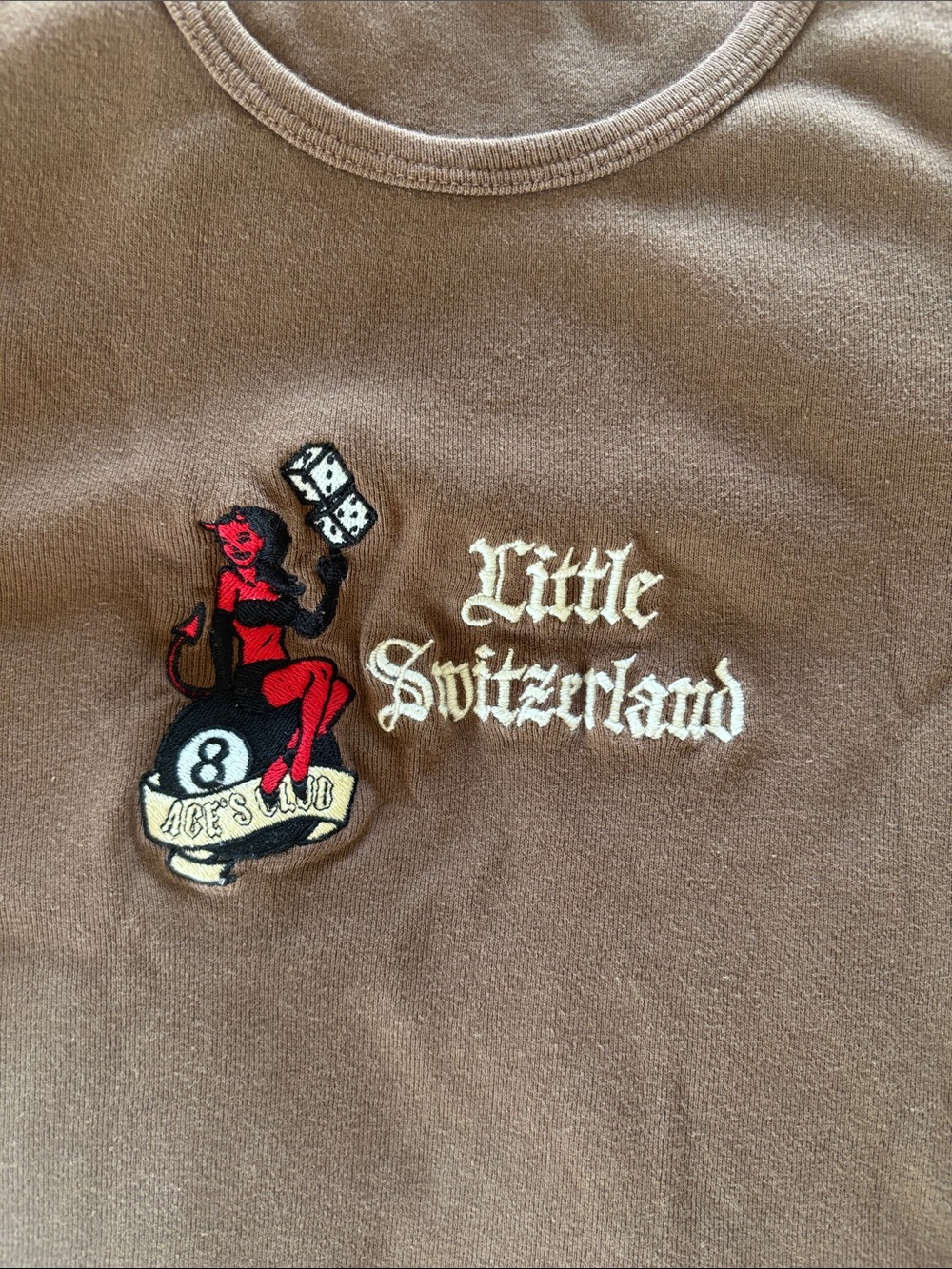 Brandy Melville Brown Graphic Crop Top - Picture 2 of 4